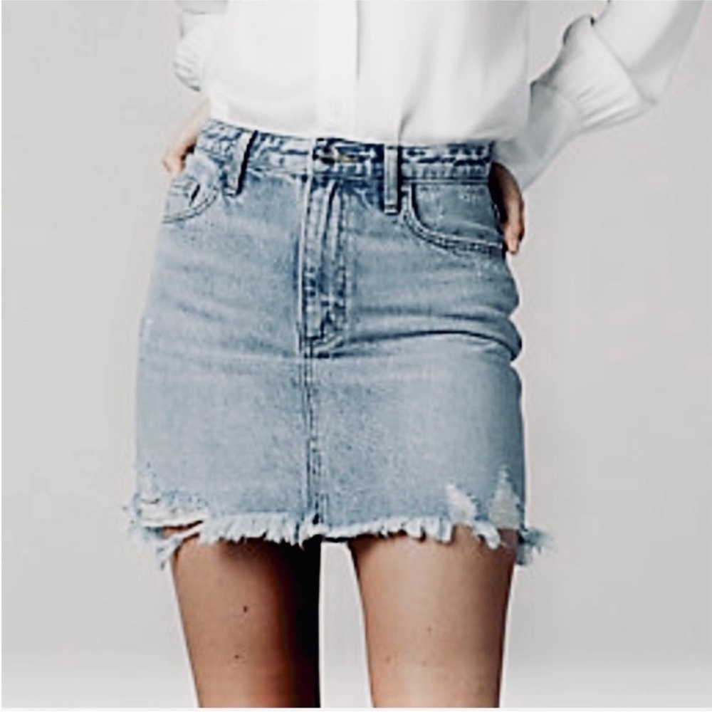 Lee Vintage Modern 27 Denim High Waist Distressed Jean Skirt, Prairie Blue